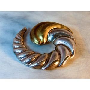 Vintage Sterling Silver Cornucopia Brooch , Mexico , Hectors , Taxco , Swirl